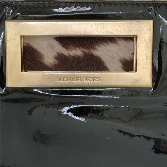 Michael Kors Black & Gold Patent Leather Clutch - Picture 6 of 7